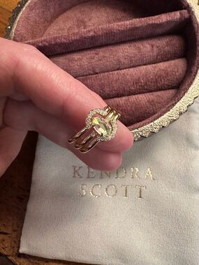 KENDRA SCOTT Emilie Ring Set - Dichroic Glass & Gold Jewelry, Size 8